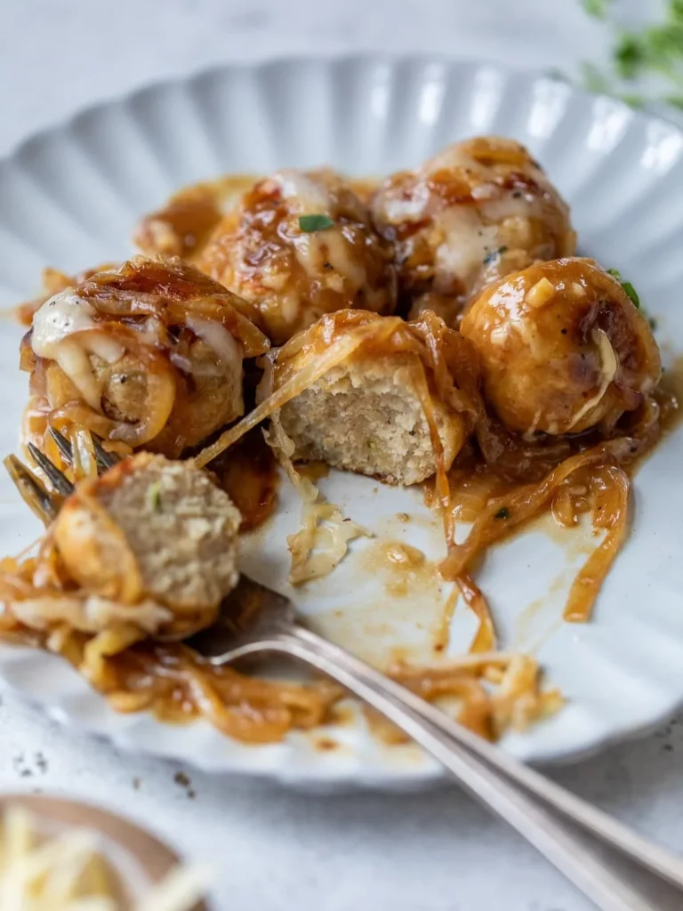easy french onion meatballs