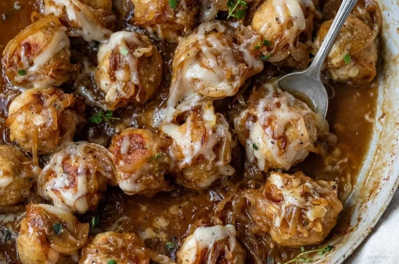 French Onion Meatballs: Caramelized and Cheesy
