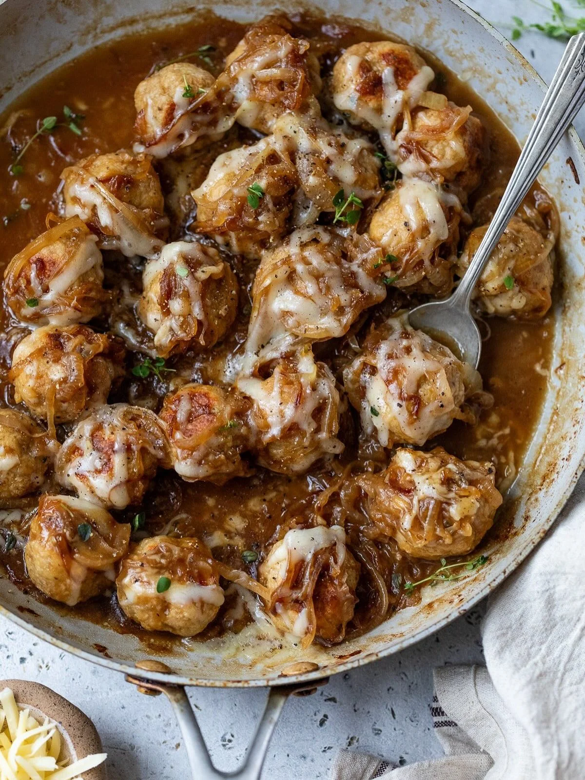 french onion meatballs